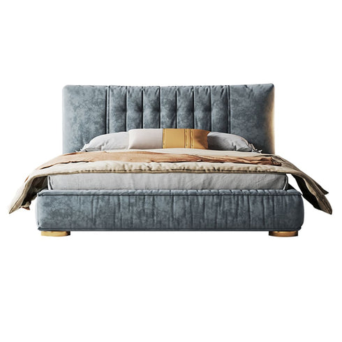 Evert Suede Fabric Upholstered Headboard Modern Bed Frame